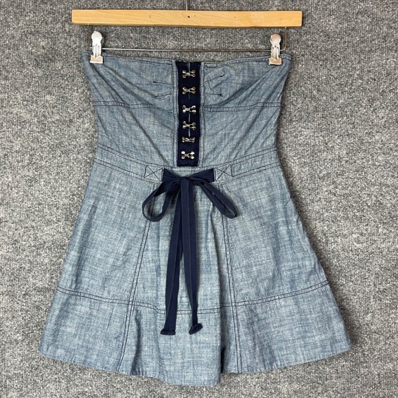 Juicy Couture Dresses & Skirts - Y2K Juicy Couture Chambray Denim Strapless Dress With Shorts Size‎ 4
